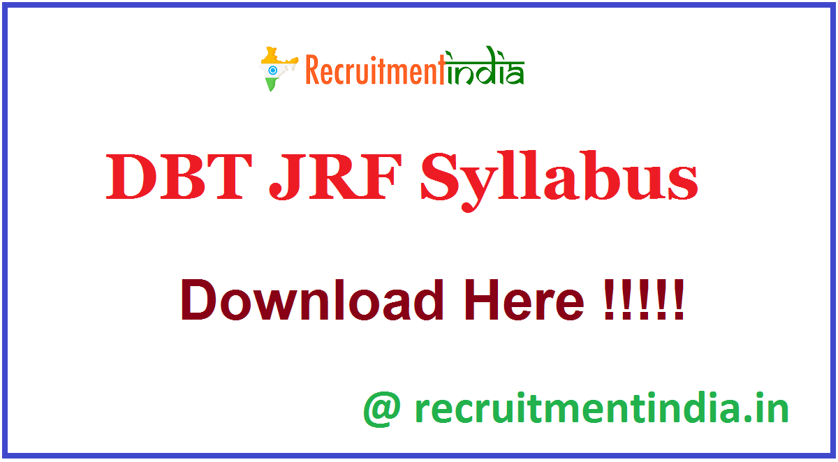 DBT JRF Syllabus