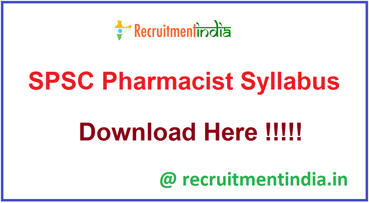 SPSC Pharmacist Syllabus