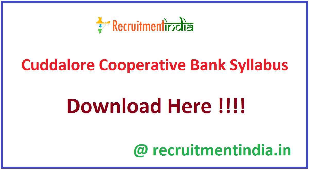 Cuddalore Cooperative Bank Syllabus