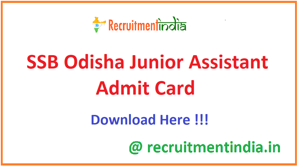 SSB Odisha Junior Assistant Admit Card