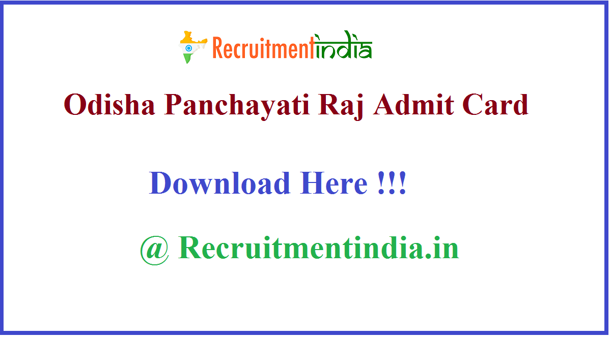Odisha Panchayati Raj Admit Card 