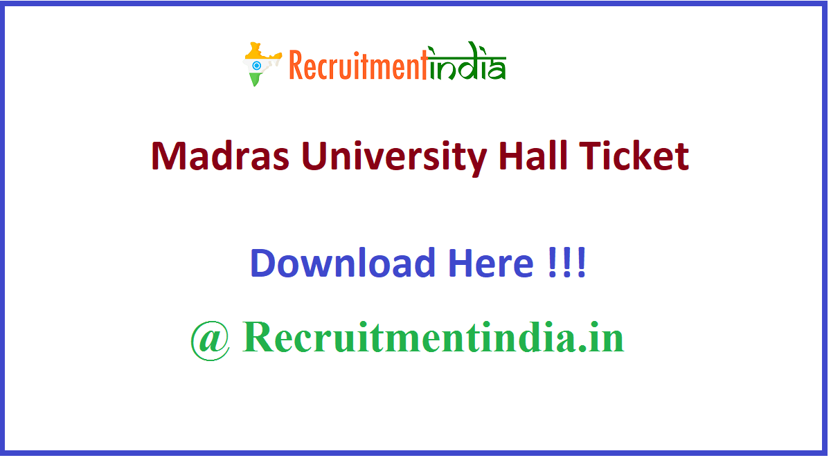 Madras University Hall Ticket 
