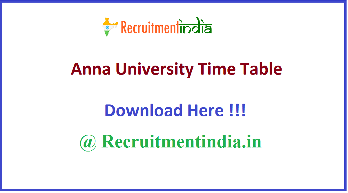 Anna University Time Table 