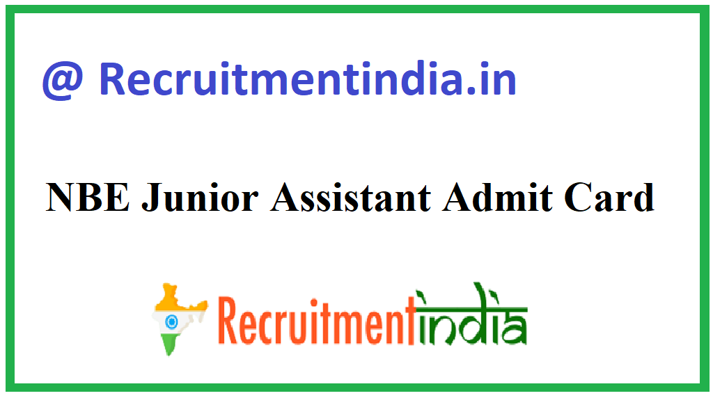 NBE Junior Assistant Admit Card