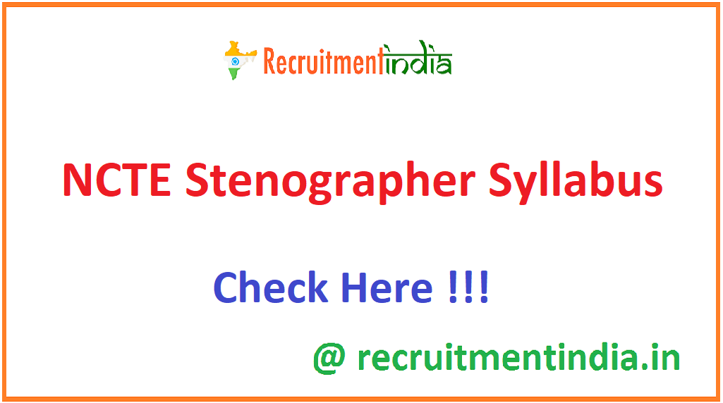 NCTE Stenographer Syllabus