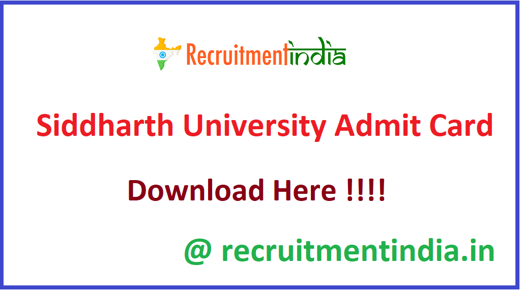 Siddharth University Admit Card