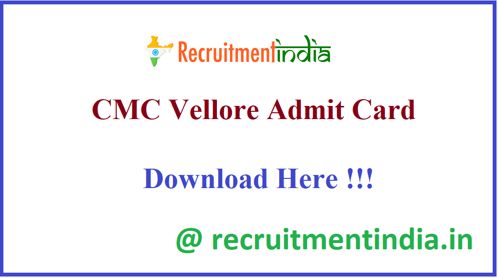 CMC Vellore Admit Card 