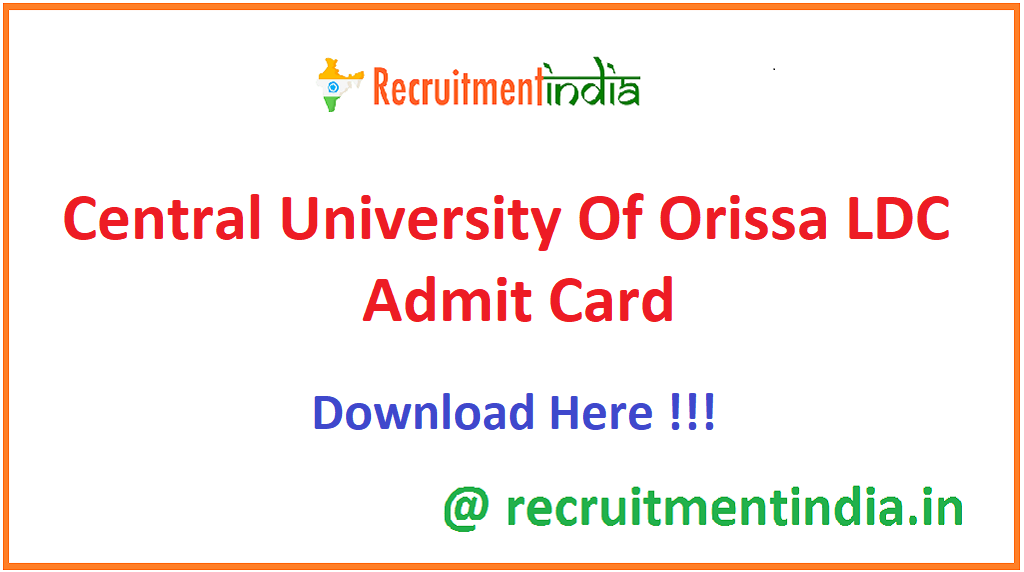 Central University Of Orissa LDC Admit Card