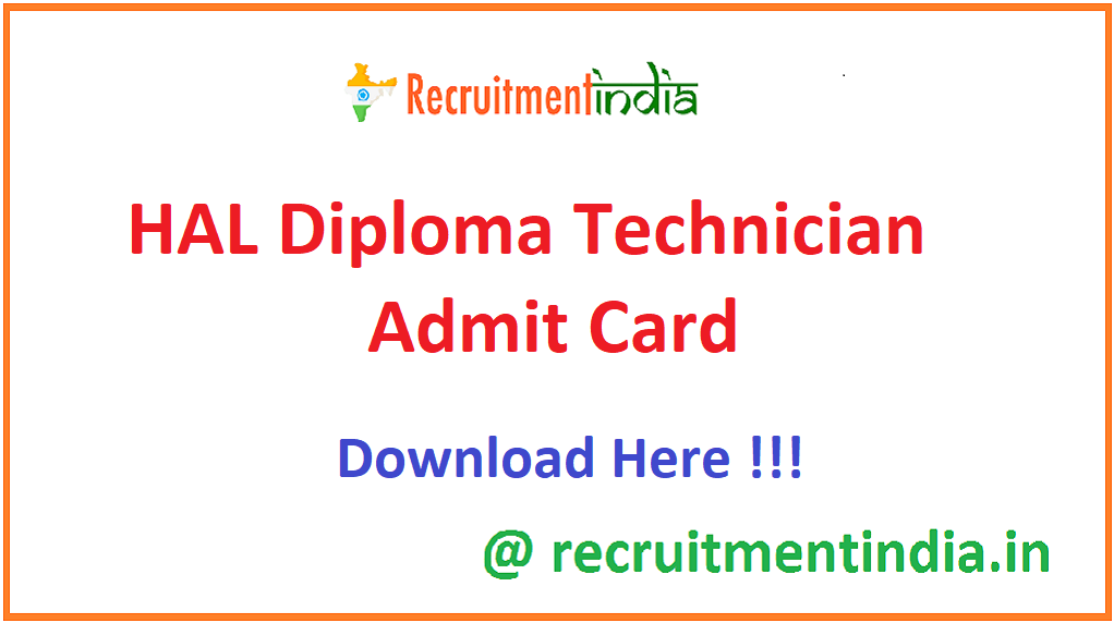 HAL Diploma Technician Admit Card