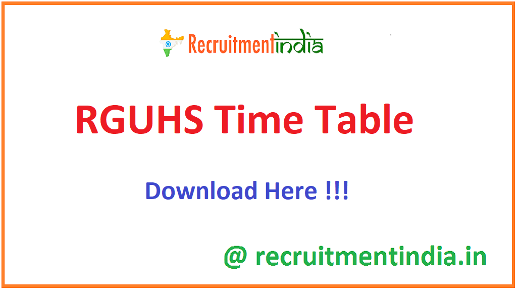 RGUHS Time Table