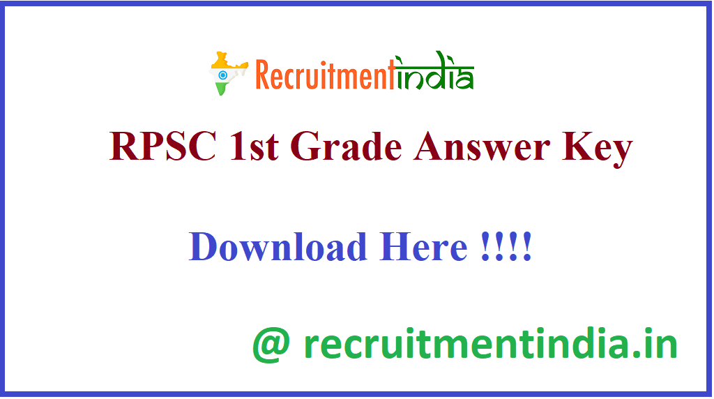 RPSC 1st Grade Answer Key 