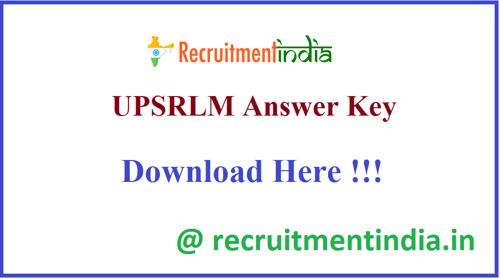 UPSRLM Answer Key 