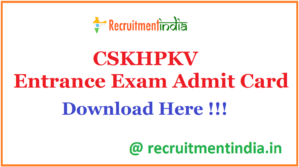 CSKHPKV Entrance Exam Admit Card 