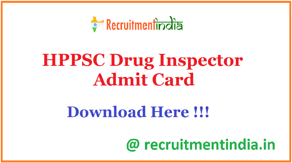 HPPSC Drug Inspector Admit Card