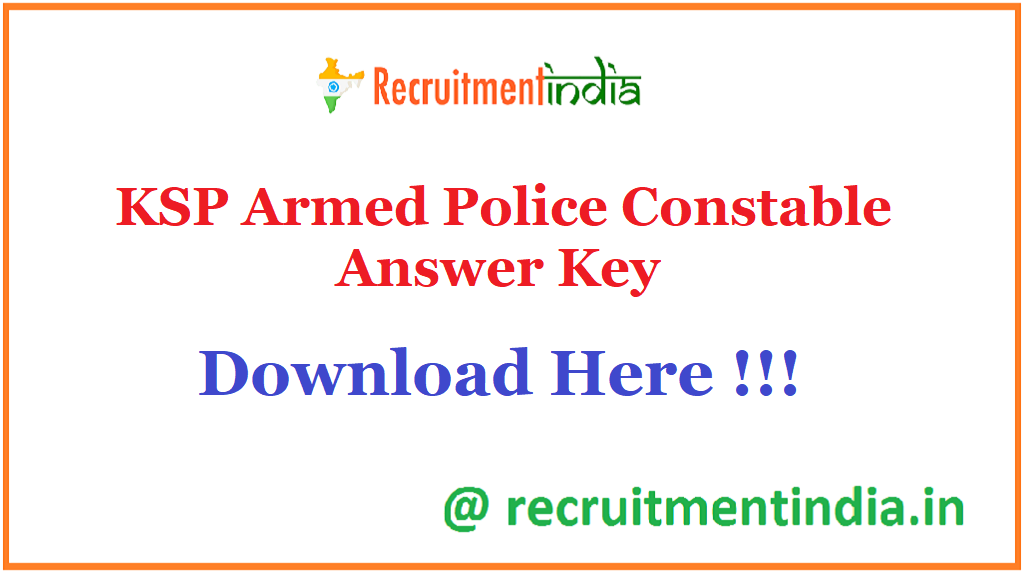 KSP Armed Police Constable Answer Key 