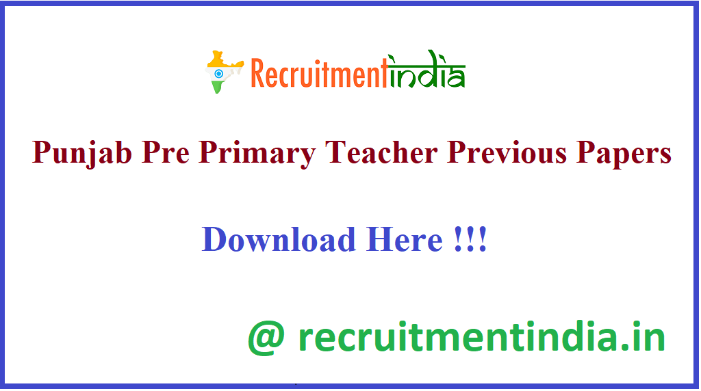 Punjab Pre Primary Teacher Previous Papers 