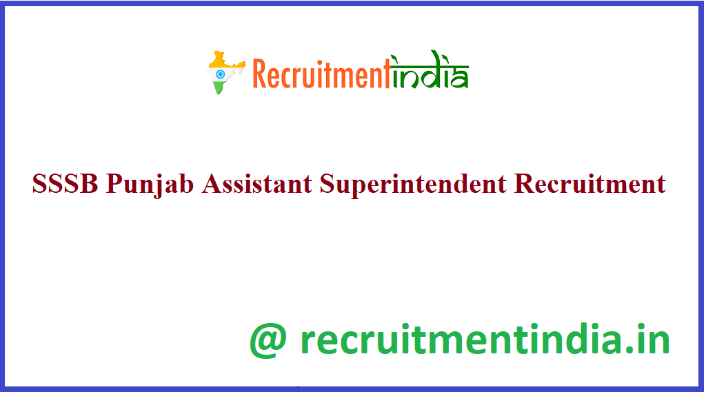 SSSB Punjab Assistant Superintendent Recruitment