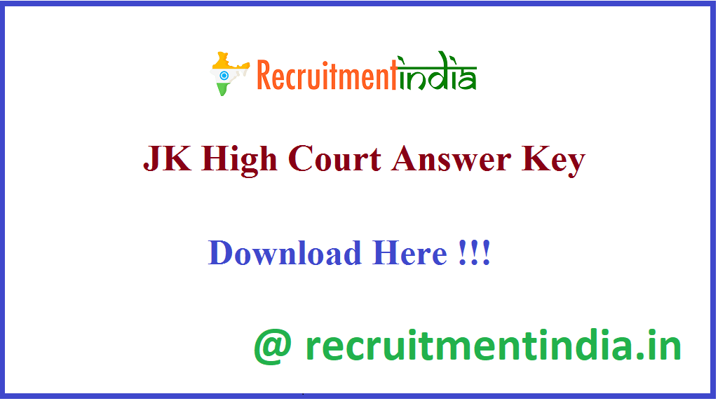 JK High Court Answer Key 