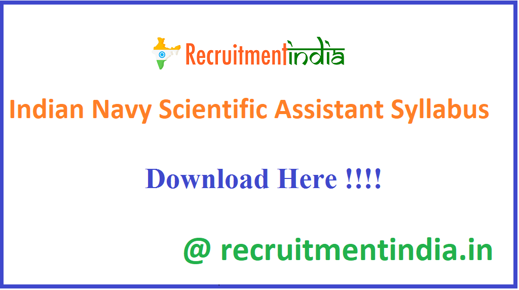 Indian Navy Scientific Assistant Syllabus
