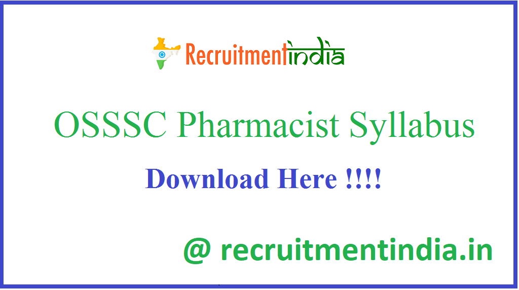 OSSSC Pharmacist Syllabus
