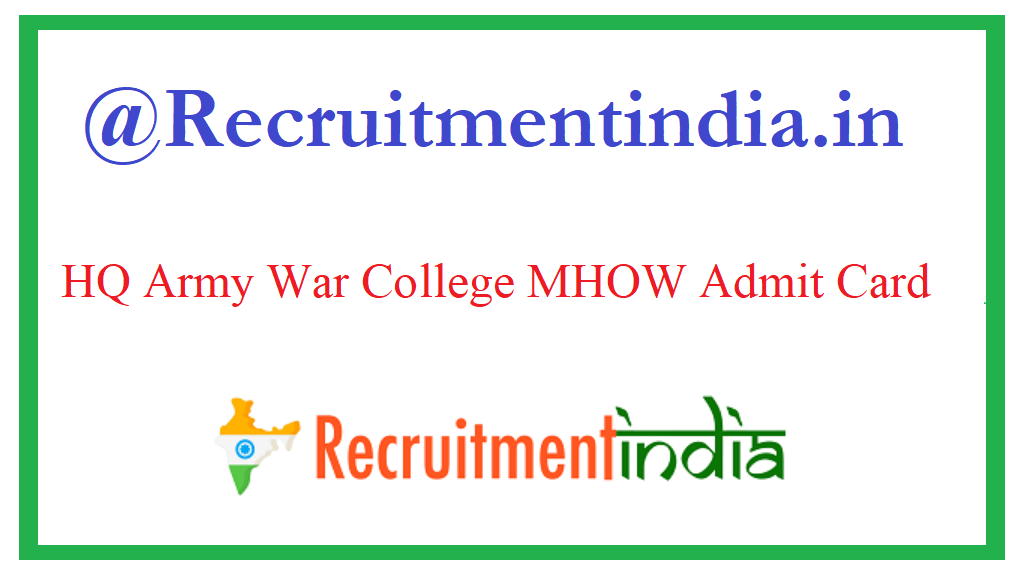 HQ Army War College MHOW Admit Card