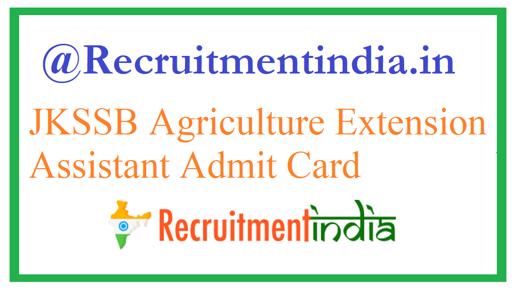 JKSSB Agriculture Extension Assistant Admit Card