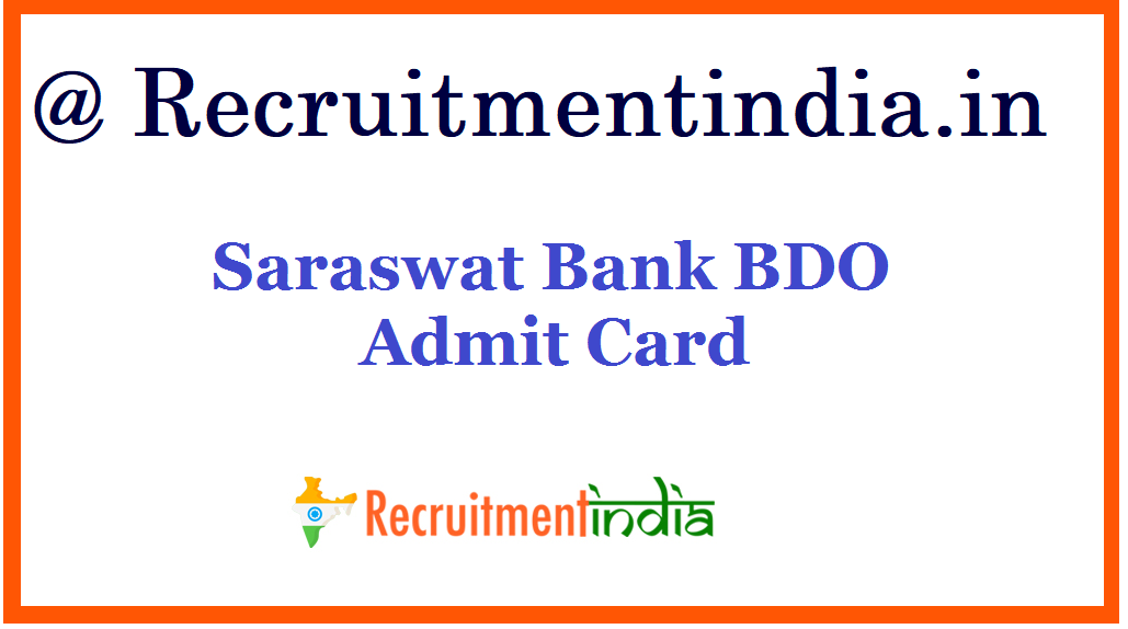 Saraswat Bank BDO Admit Card