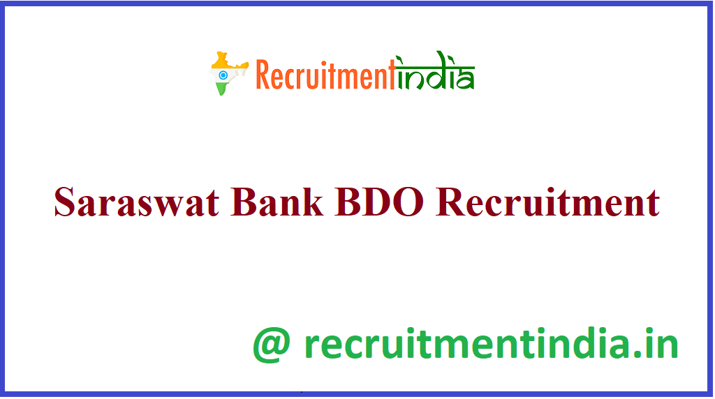 Saraswat Bank BDO Recruitment