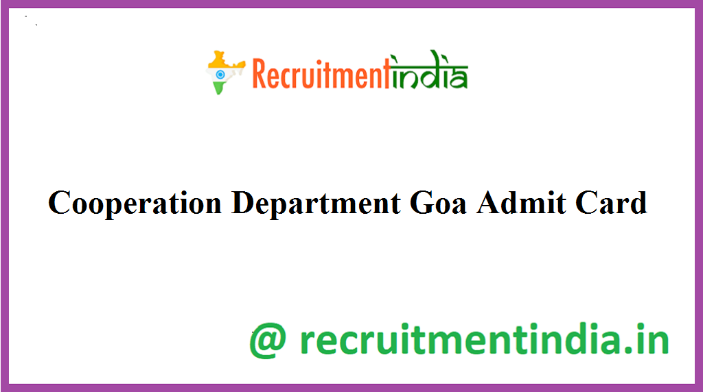 Cooperation Department Goa Admit Card